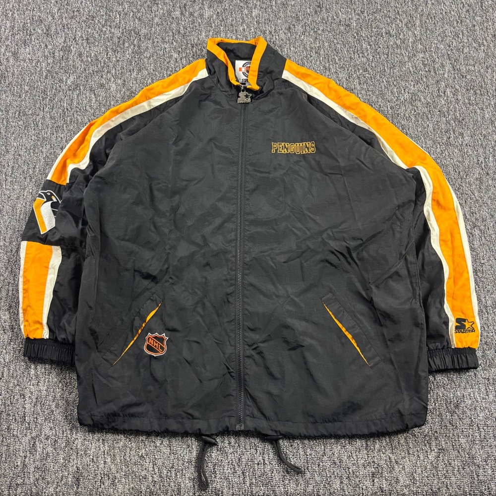 Vintage 90s Pittsburgh Penguins Starter Center Ice Robopen Jacket NHL Mens XL